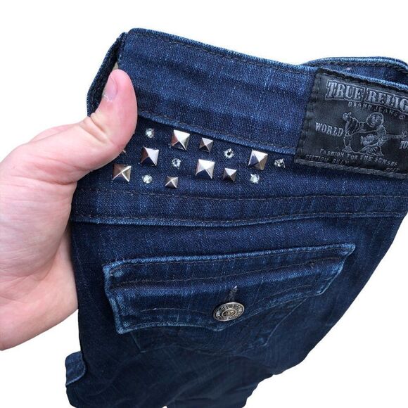 TRUE Religion Jeans Size 26 BILLY Blue Gem Stone - Picture 7 of 8